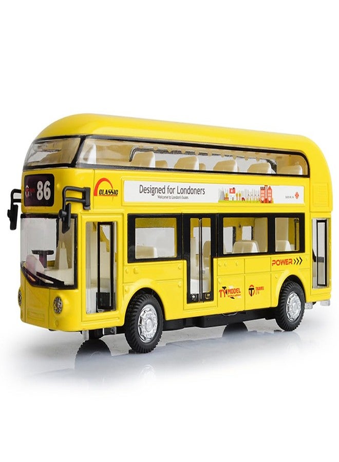 UKAXA Diecast Metal Bus Model Double Decker Bus London Toy Buses for Kids Pull Back Openable Doors with Light Sound - Image 4